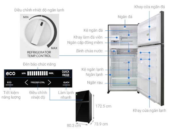 Thông số kích thước chuẩn của tủ lạnh 500 lít các thương hiệu